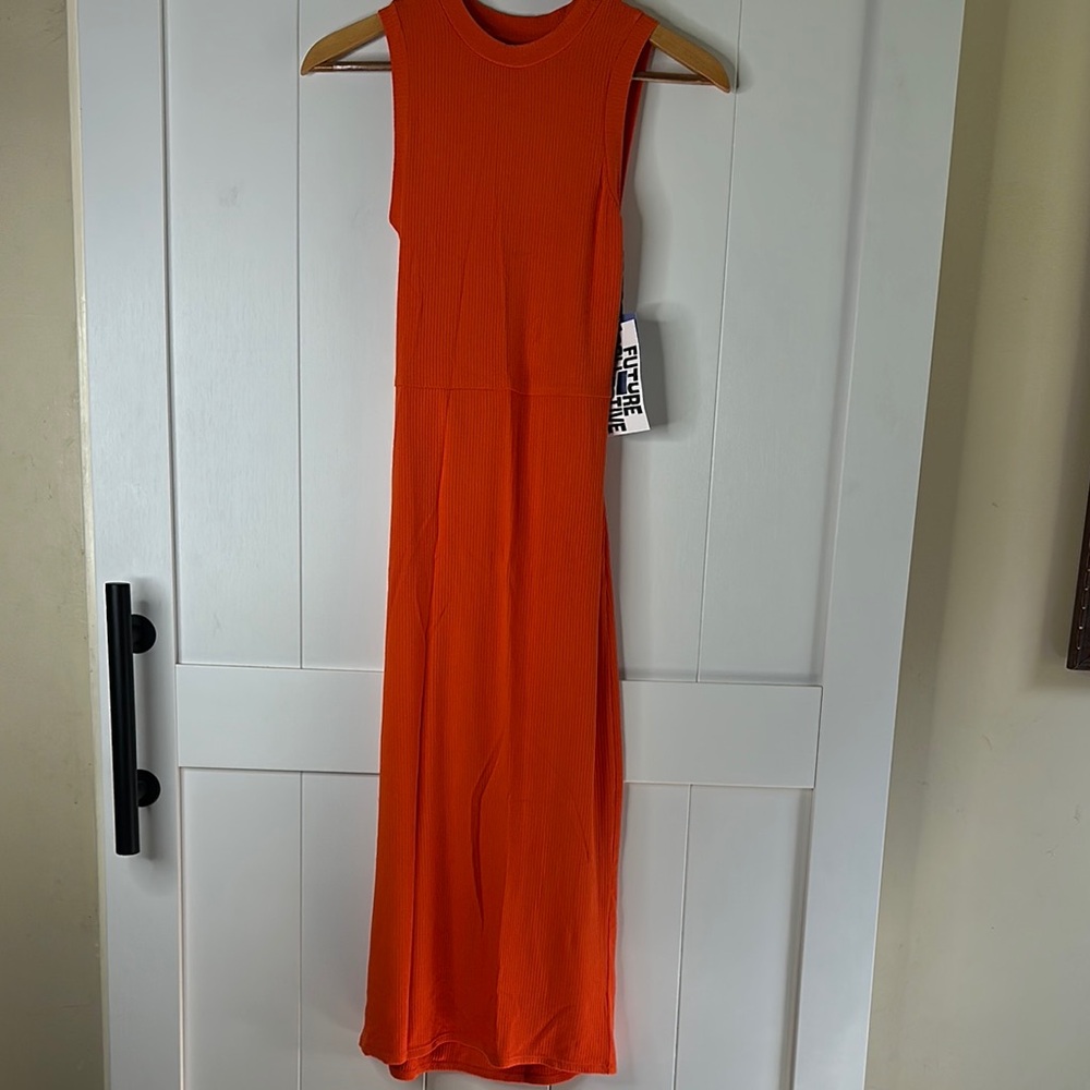 Vibrant Orange Midi Dress by Future Collective